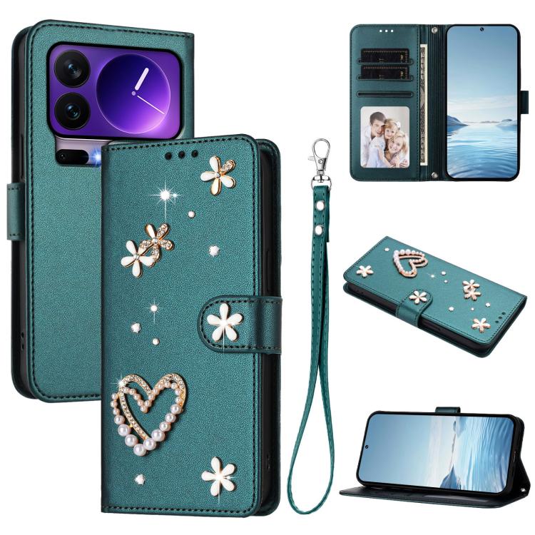 ZS01 Double-Layer Heart Floral Vegan Leather Phone Case with Wrist Strap, For Xiaomi 17 Ultra 5G, For Xiaomi Poco F8 Ultra / Redmi K90 Pro Max, For Xiaomi Poco F8 Pro 5G / Redmi K90, For Xiaomi 17 Pro Max 5G, For Xiaomi 17 Pro 5G, For Xiaomi 17 5G     ...