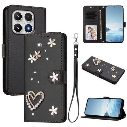 ZS01 Double-Layer Heart Floral Vegan Leather Phone Case with Wrist Strap, For Xiaomi 17 Ultra 5G, For Xiaomi Poco F8 Ultra / Redmi K90 Pro Max, For Xiaomi Poco F8 Pro 5G / Redmi K90, For Xiaomi 17 Pro Max 5G, For Xiaomi 17 Pro 5G, For Xiaomi 17 5G     ...