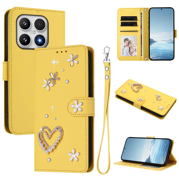 ZS01 Double-Layer Heart Floral Vegan Leather Phone Case with Wrist Strap, For Xiaomi 17 Ultra 5G, For Xiaomi Poco F8 Ultra / Redmi K90 Pro Max, For Xiaomi Poco F8 Pro 5G / Redmi K90, For Xiaomi 17 Pro Max 5G, For Xiaomi 17 Pro 5G, For Xiaomi 17 5G     ...