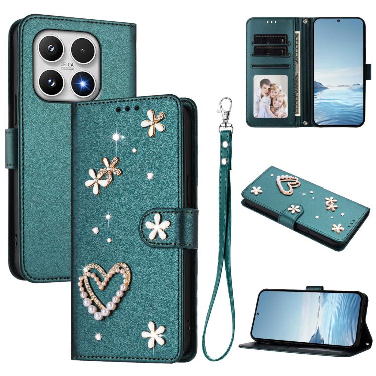 ZS01 Double-Layer Heart Floral Vegan Leather Phone Case with Wrist Strap, For Xiaomi 17 Ultra 5G, For Xiaomi Poco F8 Ultra / Redmi K90 Pro Max, For Xiaomi Poco F8 Pro 5G / Redmi K90, For Xiaomi 17 Pro Max 5G, For Xiaomi 17 Pro 5G, For Xiaomi 17 5G     ...