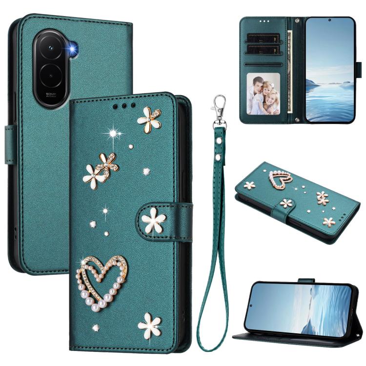 ZS01 Double-Layer Heart Floral Vegan Leather Phone Case with Wrist Strap, For Xiaomi 17 Ultra 5G, For Xiaomi Poco F8 Ultra / Redmi K90 Pro Max, For Xiaomi Poco F8 Pro 5G / Redmi K90, For Xiaomi 17 Pro Max 5G, For Xiaomi 17 Pro 5G, For Xiaomi 17 5G     ...