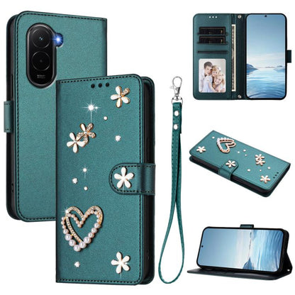 ZS01 Double-Layer Heart Floral Vegan Leather Phone Case with Wrist Strap, For Xiaomi 17 Ultra 5G, For Xiaomi Poco F8 Ultra / Redmi K90 Pro Max, For Xiaomi Poco F8 Pro 5G / Redmi K90, For Xiaomi 17 Pro Max 5G, For Xiaomi 17 Pro 5G, For Xiaomi 17 5G     ...