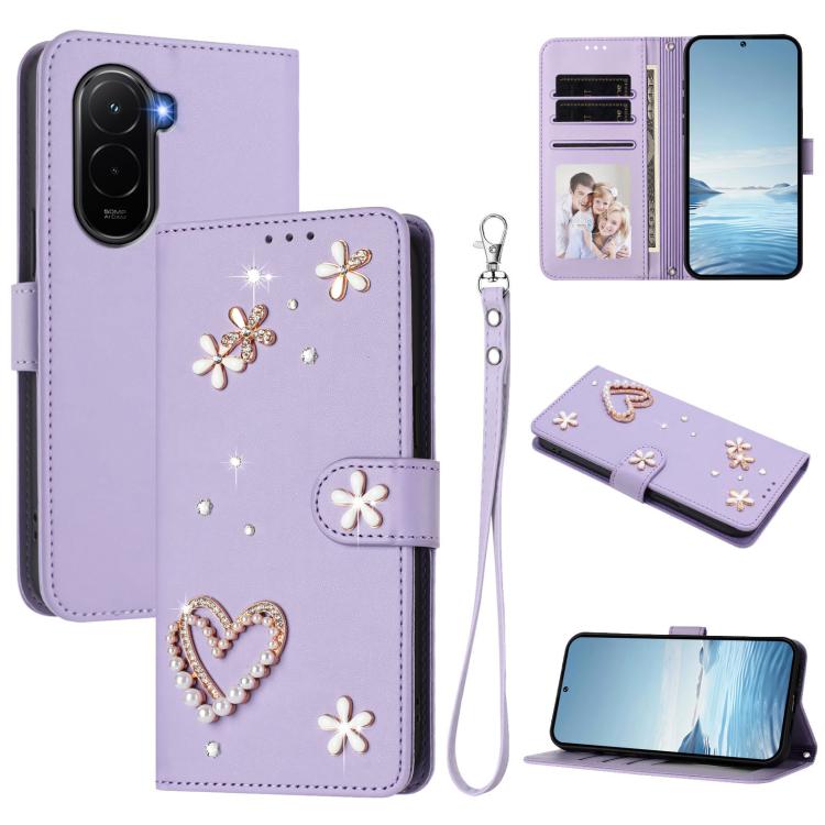 ZS01 Double-Layer Heart Floral Vegan Leather Phone Case with Wrist Strap, For Xiaomi 17 Ultra 5G, For Xiaomi Poco F8 Ultra / Redmi K90 Pro Max, For Xiaomi Poco F8 Pro 5G / Redmi K90, For Xiaomi 17 Pro Max 5G, For Xiaomi 17 Pro 5G, For Xiaomi 17 5G     ...