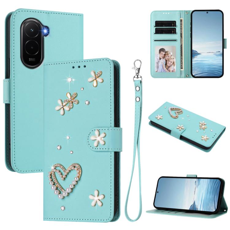 ZS01 Double-Layer Heart Floral Vegan Leather Phone Case with Wrist Strap, For Xiaomi 17 Ultra 5G, For Xiaomi Poco F8 Ultra / Redmi K90 Pro Max, For Xiaomi Poco F8 Pro 5G / Redmi K90, For Xiaomi 17 Pro Max 5G, For Xiaomi 17 Pro 5G, For Xiaomi 17 5G     ...