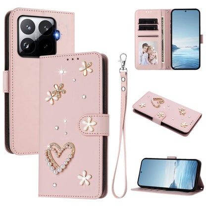 ZS01 Double-Layer Heart Floral Vegan Leather Phone Case with Wrist Strap, For Xiaomi 17 Ultra 5G, For Xiaomi Poco F8 Ultra / Redmi K90 Pro Max, For Xiaomi Poco F8 Pro 5G / Redmi K90, For Xiaomi 17 Pro Max 5G, For Xiaomi 17 Pro 5G, For Xiaomi 17 5G     ...