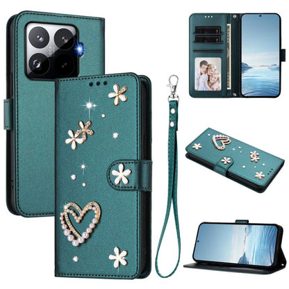 ZS01 Double-Layer Heart Floral Vegan Leather Phone Case with Wrist Strap, For Xiaomi 17 Ultra 5G, For Xiaomi Poco F8 Ultra / Redmi K90 Pro Max, For Xiaomi Poco F8 Pro 5G / Redmi K90, For Xiaomi 17 Pro Max 5G, For Xiaomi 17 Pro 5G, For Xiaomi 17 5G     ...