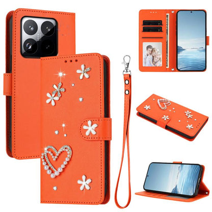ZS01 Double-Layer Heart Floral Vegan Leather Phone Case with Wrist Strap, For Xiaomi 17 Ultra 5G, For Xiaomi Poco F8 Ultra / Redmi K90 Pro Max, For Xiaomi Poco F8 Pro 5G / Redmi K90, For Xiaomi 17 Pro Max 5G, For Xiaomi 17 Pro 5G, For Xiaomi 17 5G     ...