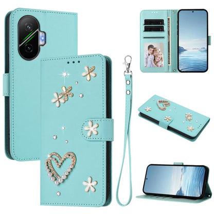 ZS01 Double-Layer Heart Floral Vegan Leather Phone Case with Wrist Strap, For Xiaomi 17 Ultra 5G, For Xiaomi Poco F8 Ultra / Redmi K90 Pro Max, For Xiaomi Poco F8 Pro 5G / Redmi K90, For Xiaomi 17 Pro Max 5G, For Xiaomi 17 Pro 5G, For Xiaomi 17 5G     ...