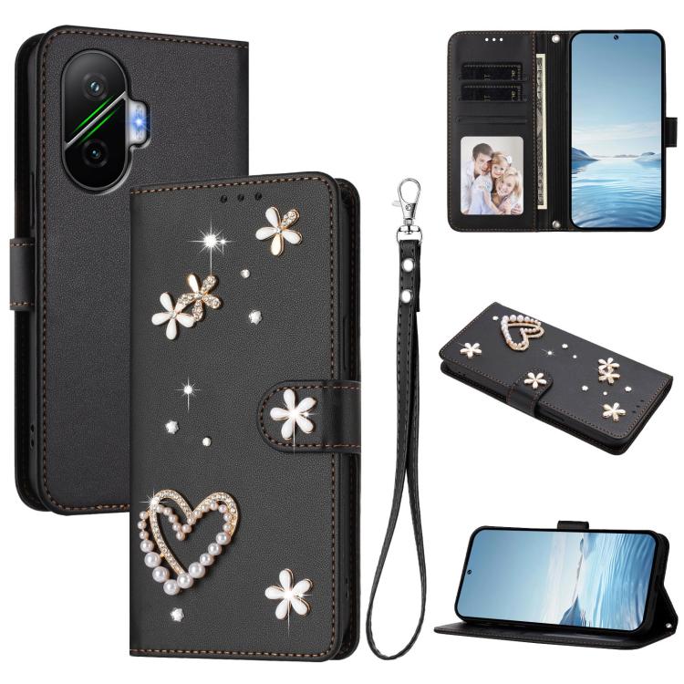 ZS01 Double-Layer Heart Floral Vegan Leather Phone Case with Wrist Strap, For Xiaomi 17 Ultra 5G, For Xiaomi Poco F8 Ultra / Redmi K90 Pro Max, For Xiaomi Poco F8 Pro 5G / Redmi K90, For Xiaomi 17 Pro Max 5G, For Xiaomi 17 Pro 5G, For Xiaomi 17 5G     ...