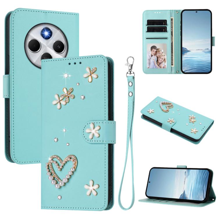 ZS01 Double-Layer Heart Floral Vegan Leather Phone Case with Wrist Strap, For Xiaomi Poco F7 Pro 5G / Redmi K80, For Xiaomi Poco M7 5G / Poco C75 4G, For Xiaomi Poco X7 5G / Redmi Note 14 Pro 5G, For Xiaomi 15 Ultra 5G                                  ...