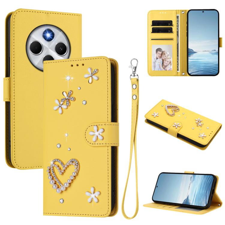 ZS01 Double-Layer Heart Floral Vegan Leather Phone Case with Wrist Strap, For Xiaomi Poco F7 Pro 5G / Redmi K80, For Xiaomi Poco M7 5G / Poco C75 4G, For Xiaomi Poco X7 5G / Redmi Note 14 Pro 5G, For Xiaomi 15 Ultra 5G                                  ...