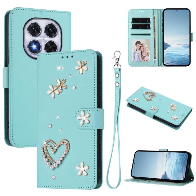 ZS01 Double-Layer Heart Floral Vegan Leather Phone Case with Wrist Strap, For Xiaomi Poco F7 Pro 5G / Redmi K80, For Xiaomi Poco M7 5G / Poco C75 4G, For Xiaomi Poco X7 5G / Redmi Note 14 Pro 5G, For Xiaomi 15 Ultra 5G                                  ...