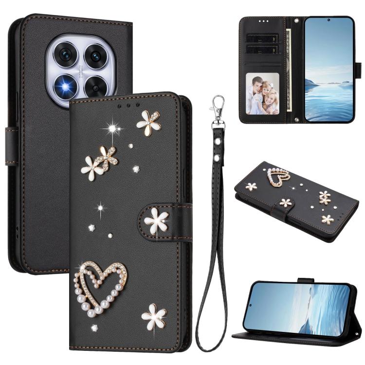 ZS01 Double-Layer Heart Floral Vegan Leather Phone Case with Wrist Strap, For Xiaomi Poco F7 Pro 5G / Redmi K80, For Xiaomi Poco M7 5G / Poco C75 4G, For Xiaomi Poco X7 5G / Redmi Note 14 Pro 5G, For Xiaomi 15 Ultra 5G                                  ...