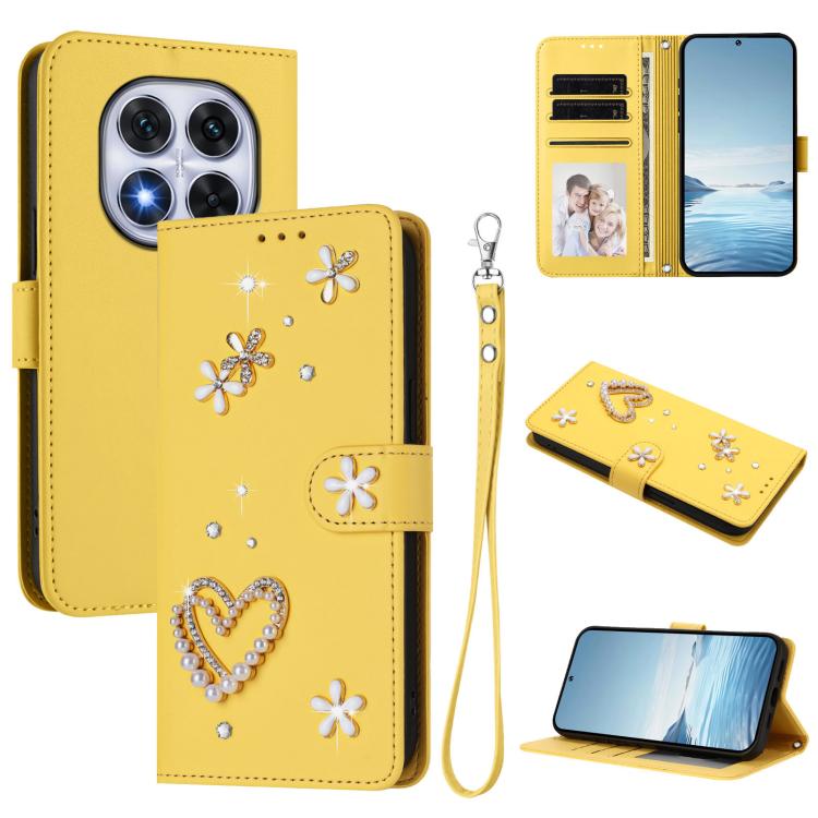ZS01 Double-Layer Heart Floral Vegan Leather Phone Case with Wrist Strap, For Xiaomi Poco F7 Pro 5G / Redmi K80, For Xiaomi Poco M7 5G / Poco C75 4G, For Xiaomi Poco X7 5G / Redmi Note 14 Pro 5G, For Xiaomi 15 Ultra 5G                                  ...