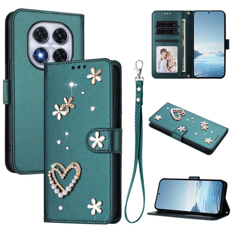 ZS01 Double-Layer Heart Floral Vegan Leather Phone Case with Wrist Strap, For Xiaomi Poco F7 Pro 5G / Redmi K80, For Xiaomi Poco M7 5G / Poco C75 4G, For Xiaomi Poco X7 5G / Redmi Note 14 Pro 5G, For Xiaomi 15 Ultra 5G                                  ...