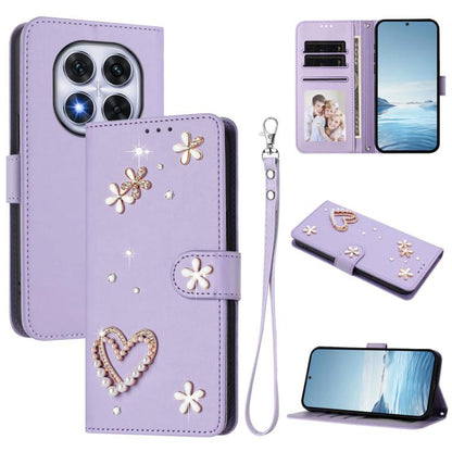 ZS01 Double-Layer Heart Floral Vegan Leather Phone Case with Wrist Strap, For Xiaomi Poco F7 Pro 5G / Redmi K80, For Xiaomi Poco M7 5G / Poco C75 4G, For Xiaomi Poco X7 5G / Redmi Note 14 Pro 5G, For Xiaomi 15 Ultra 5G                                  ...
