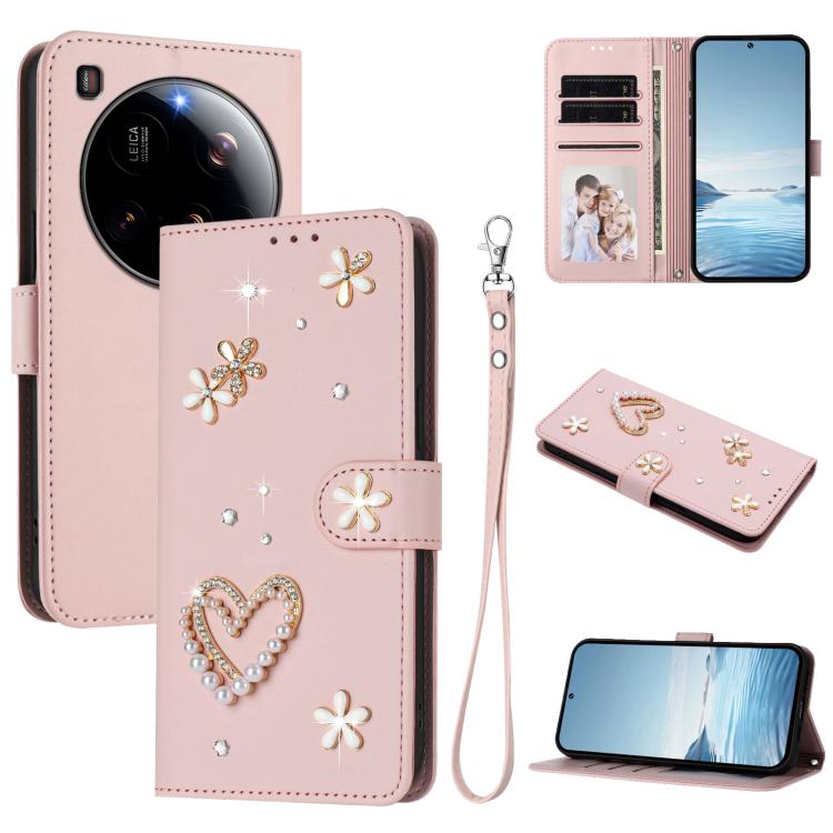 ZS01 Double-Layer Heart Floral Vegan Leather Phone Case with Wrist Strap, For Xiaomi Poco F7 Pro 5G / Redmi K80, For Xiaomi Poco M7 5G / Poco C75 4G, For Xiaomi Poco X7 5G / Redmi Note 14 Pro 5G, For Xiaomi 15 Ultra 5G                                  ...