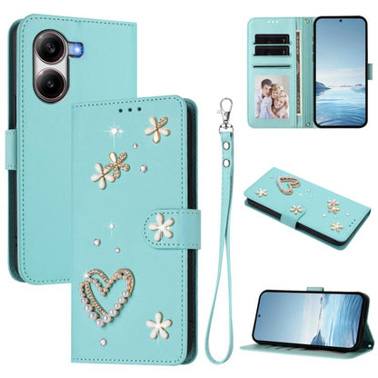 ZS01 Double-Layer Heart Floral Vegan Leather Phone Case with Wrist Strap, For Xiaomi Poco F7 Pro 5G / Redmi K80, For Xiaomi Poco M7 5G / Poco C75 4G, For Xiaomi Poco X7 5G / Redmi Note 14 Pro 5G, For Xiaomi 15 Ultra 5G                                  ...