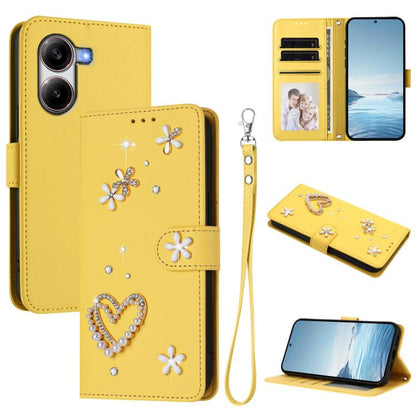ZS01 Double-Layer Heart Floral Vegan Leather Phone Case with Wrist Strap, For Xiaomi Poco F7 Pro 5G / Redmi K80, For Xiaomi Poco M7 5G / Poco C75 4G, For Xiaomi Poco X7 5G / Redmi Note 14 Pro 5G, For Xiaomi 15 Ultra 5G                                  ...