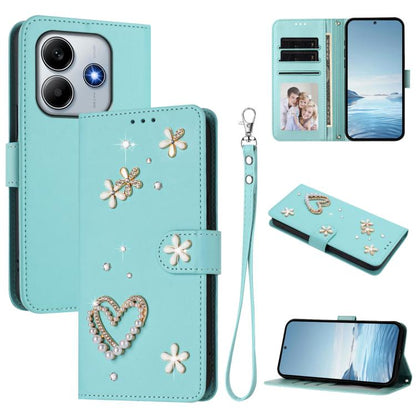 ZS01 Double-Layer Heart Floral Vegan Leather Phone Case with Wrist Strap, For Xiaomi Poco F7 Pro 5G / Redmi K80, For Xiaomi Poco M7 5G / Poco C75 4G, For Xiaomi Poco X7 5G / Redmi Note 14 Pro 5G, For Xiaomi 15 Ultra 5G                                  ...