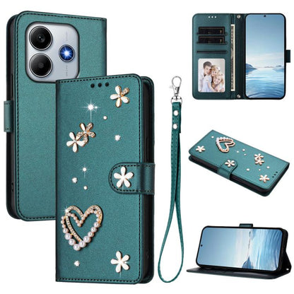 ZS01 Double-Layer Heart Floral Vegan Leather Phone Case with Wrist Strap, For Xiaomi Poco F7 Pro 5G / Redmi K80, For Xiaomi Poco M7 5G / Poco C75 4G, For Xiaomi Poco X7 5G / Redmi Note 14 Pro 5G, For Xiaomi 15 Ultra 5G                                  ...