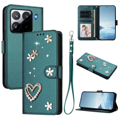 ZS01 Double-Layer Heart Floral Vegan Leather Phone Case with Wrist Strap, For Xiaomi Poco F7 Pro 5G / Redmi K80, For Xiaomi Poco M7 5G / Poco C75 4G, For Xiaomi Poco X7 5G / Redmi Note 14 Pro 5G, For Xiaomi 15 Ultra 5G                                  ...