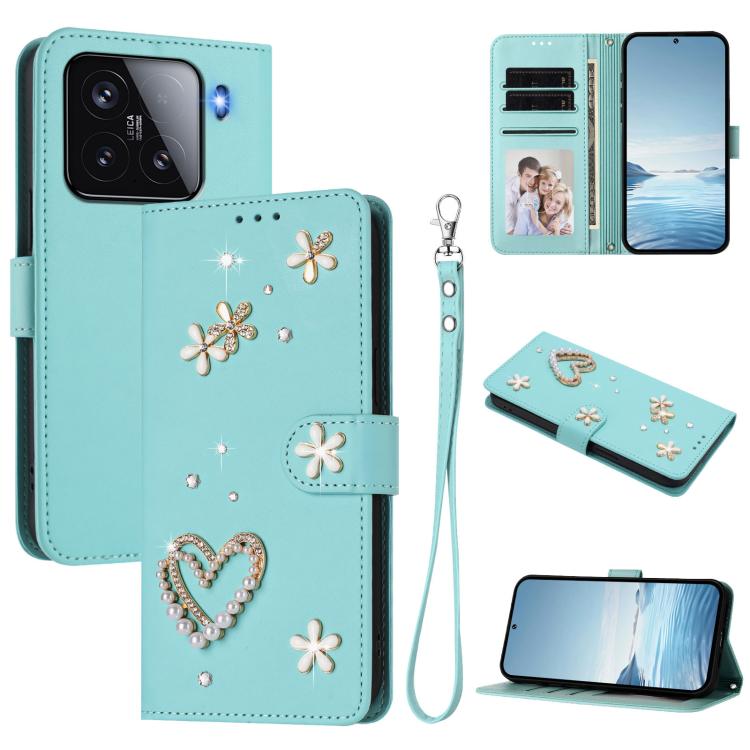 ZS01 Double-Layer Heart Floral Vegan Leather Phone Case with Wrist Strap, For Xiaomi Poco F7 Pro 5G / Redmi K80, For Xiaomi Poco M7 5G / Poco C75 4G, For Xiaomi Poco X7 5G / Redmi Note 14 Pro 5G, For Xiaomi 15 Ultra 5G                                  ...