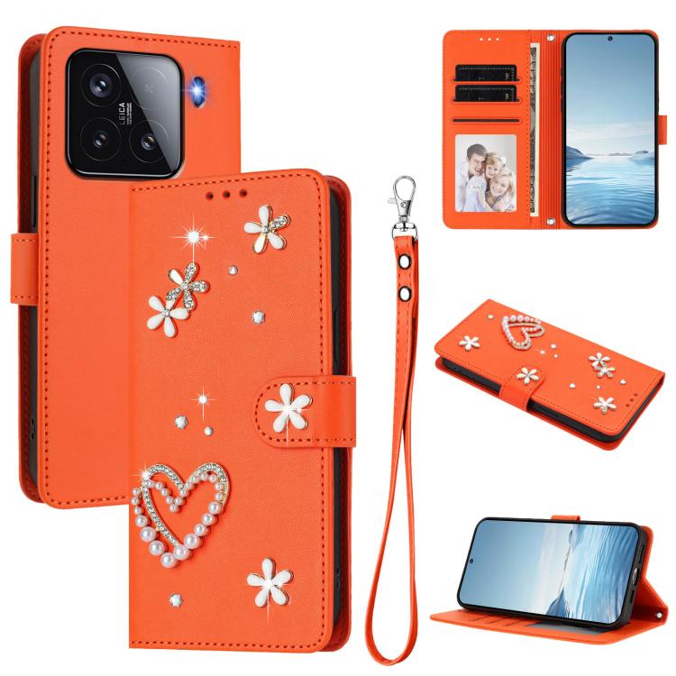 ZS01 Double-Layer Heart Floral Vegan Leather Phone Case with Wrist Strap, For Xiaomi Poco F7 Pro 5G / Redmi K80, For Xiaomi Poco M7 5G / Poco C75 4G, For Xiaomi Poco X7 5G / Redmi Note 14 Pro 5G, For Xiaomi 15 Ultra 5G                                  ...