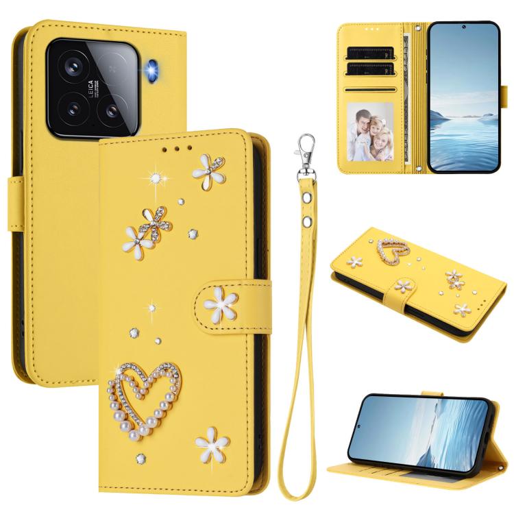 ZS01 Double-Layer Heart Floral Vegan Leather Phone Case with Wrist Strap, For Xiaomi Poco F7 Pro 5G / Redmi K80, For Xiaomi Poco M7 5G / Poco C75 4G, For Xiaomi Poco X7 5G / Redmi Note 14 Pro 5G, For Xiaomi 15 Ultra 5G                                  ...