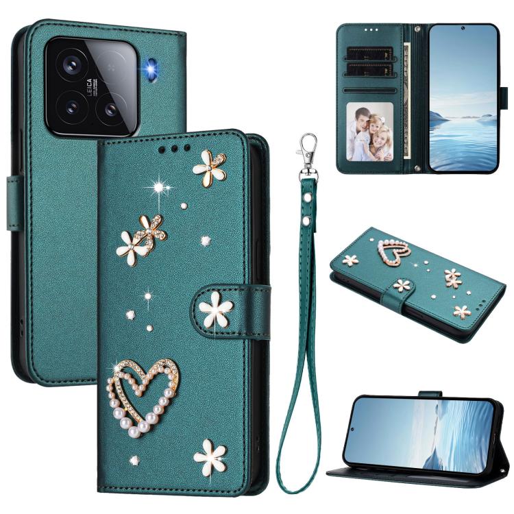 ZS01 Double-Layer Heart Floral Vegan Leather Phone Case with Wrist Strap, For Xiaomi Poco F7 Pro 5G / Redmi K80, For Xiaomi Poco M7 5G / Poco C75 4G, For Xiaomi Poco X7 5G / Redmi Note 14 Pro 5G, For Xiaomi 15 Ultra 5G                                  ...