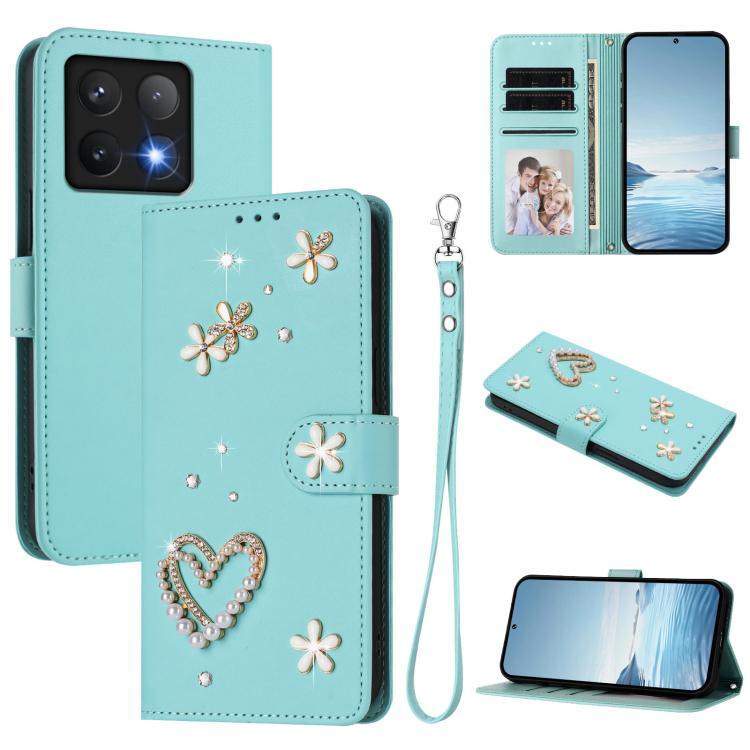 ZS01 Double-Layer Heart Floral Vegan Leather Phone Case with Wrist Strap, For Xiaomi Poco F7 Pro 5G / Redmi K80, For Xiaomi Poco M7 5G / Poco C75 4G, For Xiaomi Poco X7 5G / Redmi Note 14 Pro 5G, For Xiaomi 15 Ultra 5G                                  ...