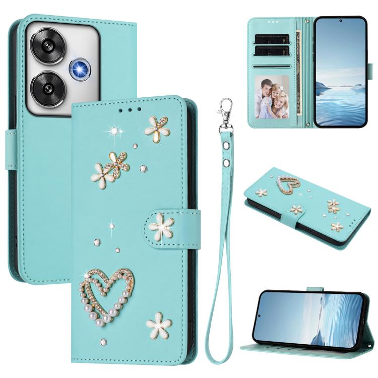 ZS01 Double-Layer Heart Floral Vegan Leather Phone Case with Wrist Strap, For Xiaomi Poco F7 Pro 5G / Redmi K80, For Xiaomi Poco M7 5G / Poco C75 4G, For Xiaomi Poco X7 5G / Redmi Note 14 Pro 5G, For Xiaomi 15 Ultra 5G                                  ...
