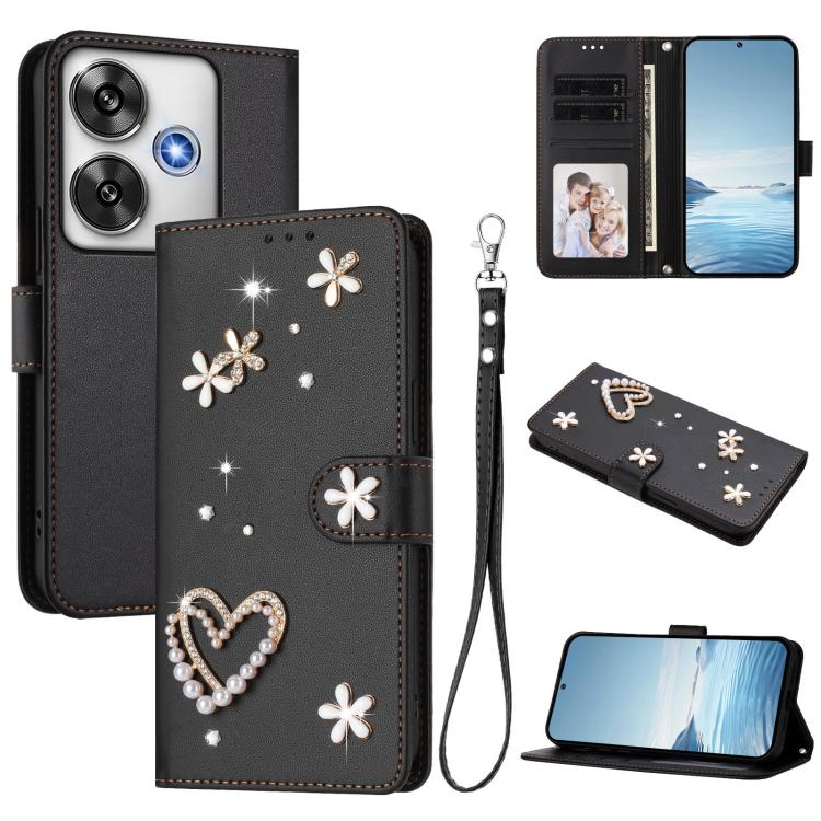 ZS01 Double-Layer Heart Floral Vegan Leather Phone Case with Wrist Strap, For Xiaomi Poco F7 Pro 5G / Redmi K80, For Xiaomi Poco M7 5G / Poco C75 4G, For Xiaomi Poco X7 5G / Redmi Note 14 Pro 5G, For Xiaomi 15 Ultra 5G                                  ...