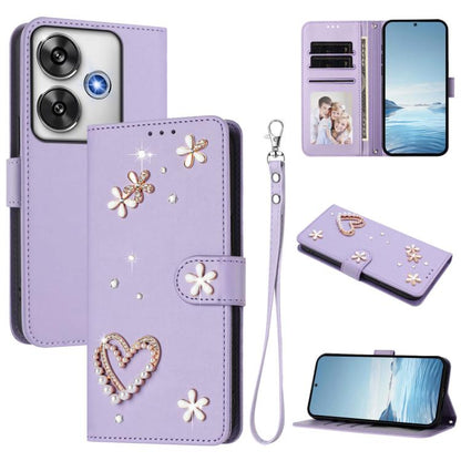ZS01 Double-Layer Heart Floral Vegan Leather Phone Case with Wrist Strap, For Xiaomi Poco F7 Pro 5G / Redmi K80, For Xiaomi Poco M7 5G / Poco C75 4G, For Xiaomi Poco X7 5G / Redmi Note 14 Pro 5G, For Xiaomi 15 Ultra 5G                                  ...