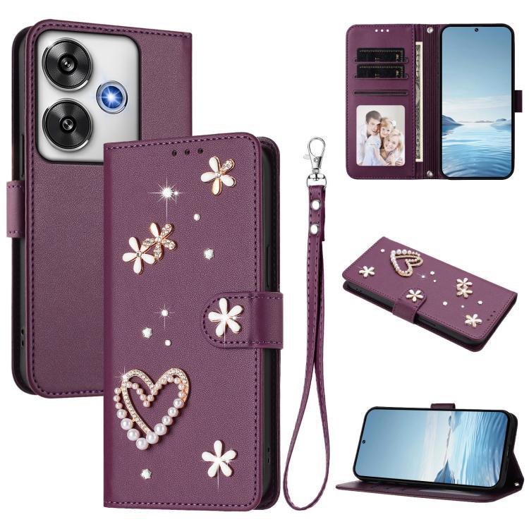 ZS01 Double-Layer Heart Floral Vegan Leather Phone Case with Wrist Strap, For Xiaomi Poco F7 Pro 5G / Redmi K80, For Xiaomi Poco M7 5G / Poco C75 4G, For Xiaomi Poco X7 5G / Redmi Note 14 Pro 5G, For Xiaomi 15 Ultra 5G                                  ...