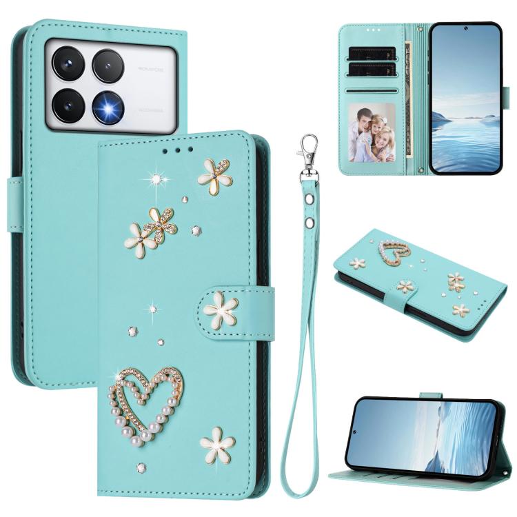 ZS01 Double-Layer Heart Floral Vegan Leather Phone Case with Wrist Strap, For Xiaomi Poco F7 Pro 5G / Redmi K80, For Xiaomi Poco M7 5G / Poco C75 4G, For Xiaomi Poco X7 5G / Redmi Note 14 Pro 5G, For Xiaomi 15 Ultra 5G                                  ...