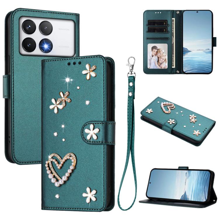 ZS01 Double-Layer Heart Floral Vegan Leather Phone Case with Wrist Strap, For Xiaomi Poco F7 Pro 5G / Redmi K80, For Xiaomi Poco M7 5G / Poco C75 4G, For Xiaomi Poco X7 5G / Redmi Note 14 Pro 5G, For Xiaomi 15 Ultra 5G                                  ...