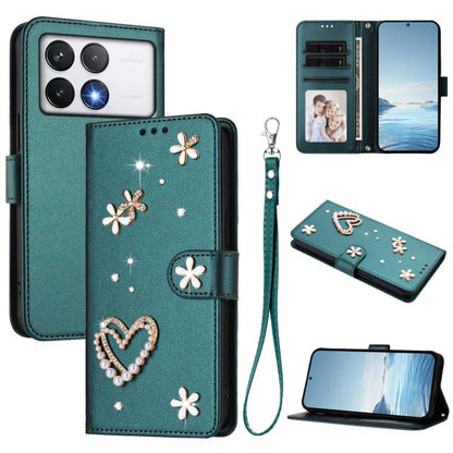 ZS01 Double-Layer Heart Floral Vegan Leather Phone Case with Wrist Strap, For Xiaomi Poco F7 Pro 5G / Redmi K80, For Xiaomi Poco M7 5G / Poco C75 4G, For Xiaomi Poco X7 5G / Redmi Note 14 Pro 5G, For Xiaomi 15 Ultra 5G                                  ...