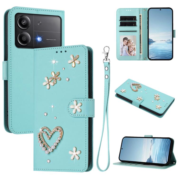 ZS01 Double-Layer Heart Floral Vegan Leather Phone Case with Wrist Strap, For Xiaomi Poco X6 Neo 5G, For Xiaomi Poco X6 Pro 5G / Redmi K70E, For Xiaomi 14 Ultra 5G, For Xiaomi 14 Pro 5G, For Xiaomi 14 5G, For Xiaomi 13T / 13T Pro 5G                    ...