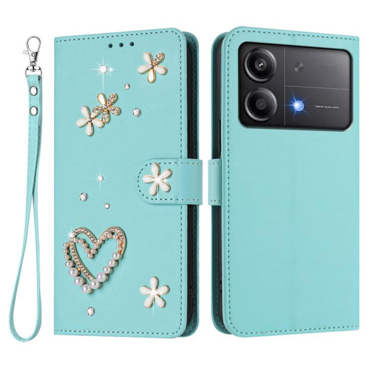 ZS01 Double-Layer Heart Floral Vegan Leather Phone Case with Wrist Strap, For Xiaomi Poco X6 Neo 5G, For Xiaomi Poco X6 Pro 5G / Redmi K70E, For Xiaomi 14 Ultra 5G, For Xiaomi 14 Pro 5G, For Xiaomi 14 5G, For Xiaomi 13T / 13T Pro 5G                    ...
