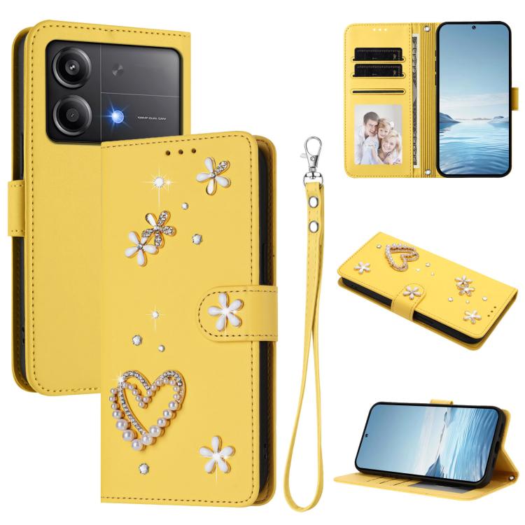 ZS01 Double-Layer Heart Floral Vegan Leather Phone Case with Wrist Strap, For Xiaomi Poco X6 Neo 5G, For Xiaomi Poco X6 Pro 5G / Redmi K70E, For Xiaomi 14 Ultra 5G, For Xiaomi 14 Pro 5G, For Xiaomi 14 5G, For Xiaomi 13T / 13T Pro 5G                    ...