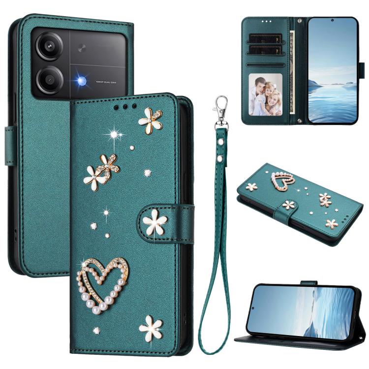 ZS01 Double-Layer Heart Floral Vegan Leather Phone Case with Wrist Strap, For Xiaomi Poco X6 Neo 5G, For Xiaomi Poco X6 Pro 5G / Redmi K70E, For Xiaomi 14 Ultra 5G, For Xiaomi 14 Pro 5G, For Xiaomi 14 5G, For Xiaomi 13T / 13T Pro 5G                    ...