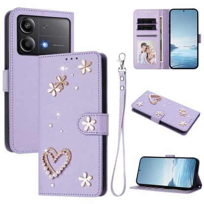 ZS01 Double-Layer Heart Floral Vegan Leather Phone Case with Wrist Strap, For Xiaomi Poco X6 Neo 5G, For Xiaomi Poco X6 Pro 5G / Redmi K70E, For Xiaomi 14 Ultra 5G, For Xiaomi 14 Pro 5G, For Xiaomi 14 5G, For Xiaomi 13T / 13T Pro 5G                    ...