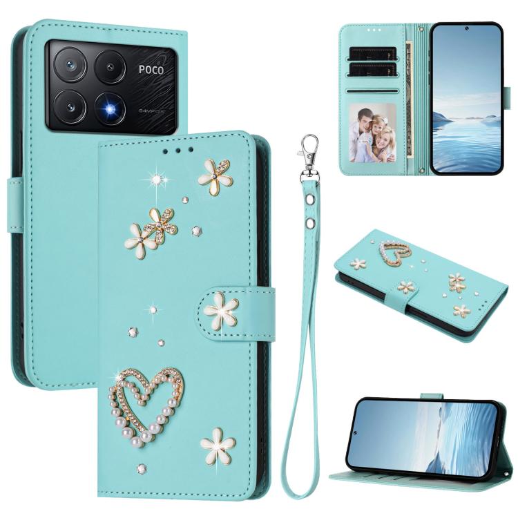 ZS01 Double-Layer Heart Floral Vegan Leather Phone Case with Wrist Strap, For Xiaomi Poco X6 Neo 5G, For Xiaomi Poco X6 Pro 5G / Redmi K70E, For Xiaomi 14 Ultra 5G, For Xiaomi 14 Pro 5G, For Xiaomi 14 5G, For Xiaomi 13T / 13T Pro 5G                    ...