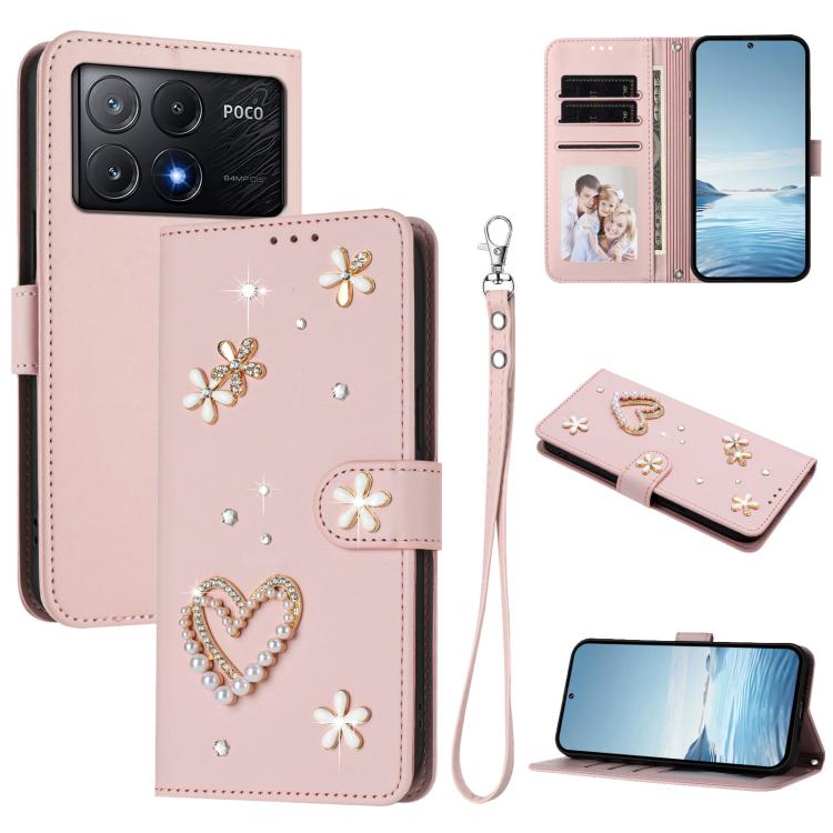 ZS01 Double-Layer Heart Floral Vegan Leather Phone Case with Wrist Strap, For Xiaomi Poco X6 Neo 5G, For Xiaomi Poco X6 Pro 5G / Redmi K70E, For Xiaomi 14 Ultra 5G, For Xiaomi 14 Pro 5G, For Xiaomi 14 5G, For Xiaomi 13T / 13T Pro 5G                    ...