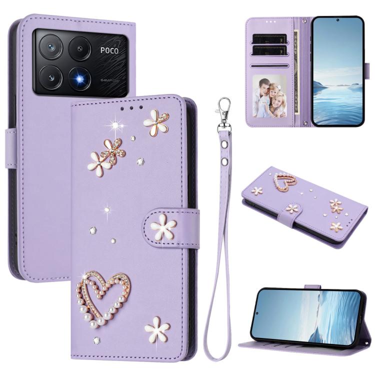 ZS01 Double-Layer Heart Floral Vegan Leather Phone Case with Wrist Strap, For Xiaomi Poco X6 Neo 5G, For Xiaomi Poco X6 Pro 5G / Redmi K70E, For Xiaomi 14 Ultra 5G, For Xiaomi 14 Pro 5G, For Xiaomi 14 5G, For Xiaomi 13T / 13T Pro 5G                    ...