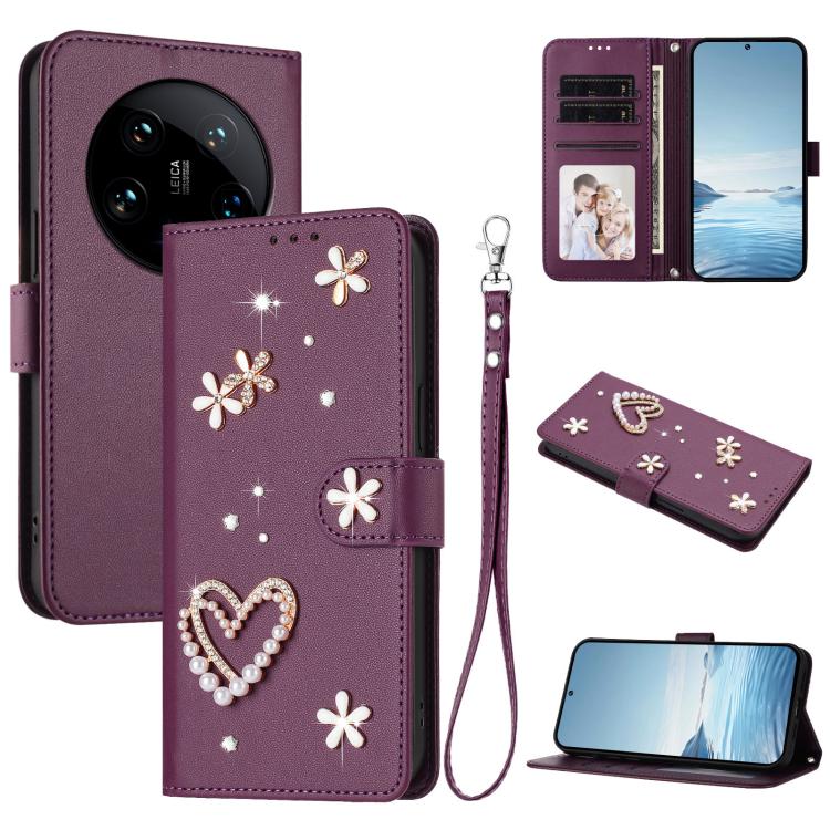ZS01 Double-Layer Heart Floral Vegan Leather Phone Case with Wrist Strap, For Xiaomi Poco X6 Neo 5G, For Xiaomi Poco X6 Pro 5G / Redmi K70E, For Xiaomi 14 Ultra 5G, For Xiaomi 14 Pro 5G, For Xiaomi 14 5G, For Xiaomi 13T / 13T Pro 5G                    ...
