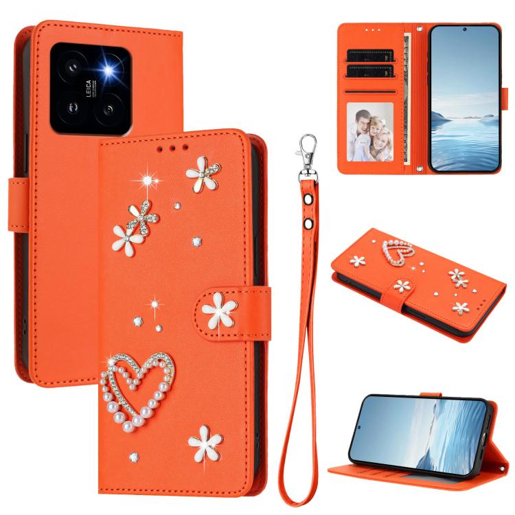 ZS01 Double-Layer Heart Floral Vegan Leather Phone Case with Wrist Strap, For Xiaomi Poco X6 Neo 5G, For Xiaomi Poco X6 Pro 5G / Redmi K70E, For Xiaomi 14 Ultra 5G, For Xiaomi 14 Pro 5G, For Xiaomi 14 5G, For Xiaomi 13T / 13T Pro 5G                    ...