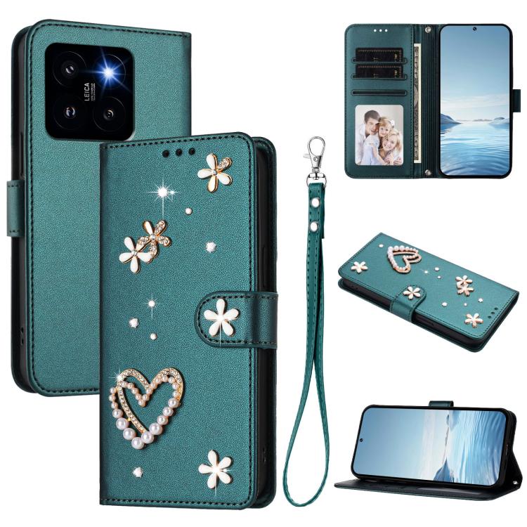 ZS01 Double-Layer Heart Floral Vegan Leather Phone Case with Wrist Strap, For Xiaomi Poco X6 Neo 5G, For Xiaomi Poco X6 Pro 5G / Redmi K70E, For Xiaomi 14 Ultra 5G, For Xiaomi 14 Pro 5G, For Xiaomi 14 5G, For Xiaomi 13T / 13T Pro 5G                    ...