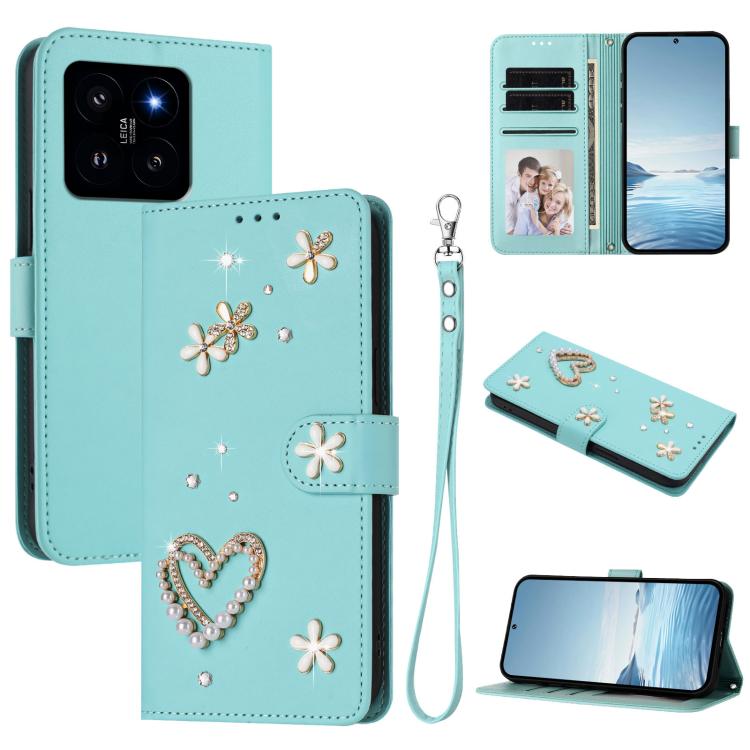ZS01 Double-Layer Heart Floral Vegan Leather Phone Case with Wrist Strap, For Xiaomi Poco X6 Neo 5G, For Xiaomi Poco X6 Pro 5G / Redmi K70E, For Xiaomi 14 Ultra 5G, For Xiaomi 14 Pro 5G, For Xiaomi 14 5G, For Xiaomi 13T / 13T Pro 5G                    ...